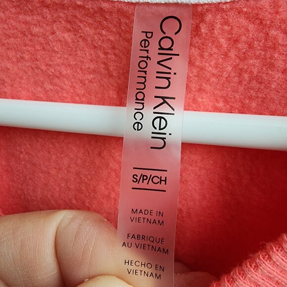 Calvin Klein Performance Pink/White Cropped Scoop Neck Sweatshirt Size Small - Picture 7 of 13